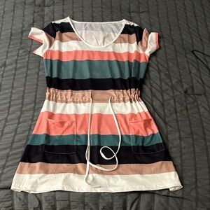 Colorful Striped Kids Dress with Pockets
